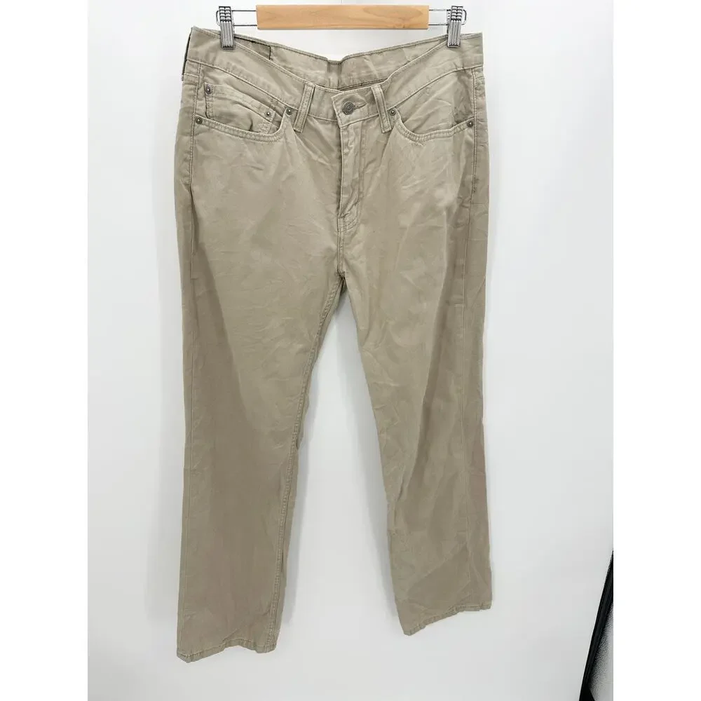 Levi's‎ 514 Straight Fit Washed Soft Twill Brown Khaki Jeans Men's Size 34 x 34